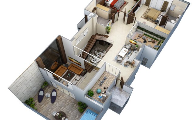 Upper Floor Sky Villa (3D)