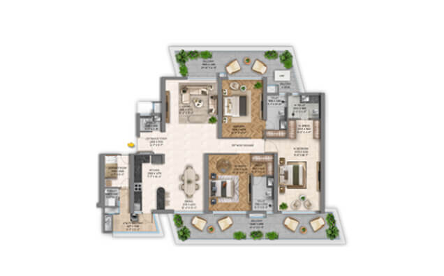 Type 06 - 3 BHK + S (2D)